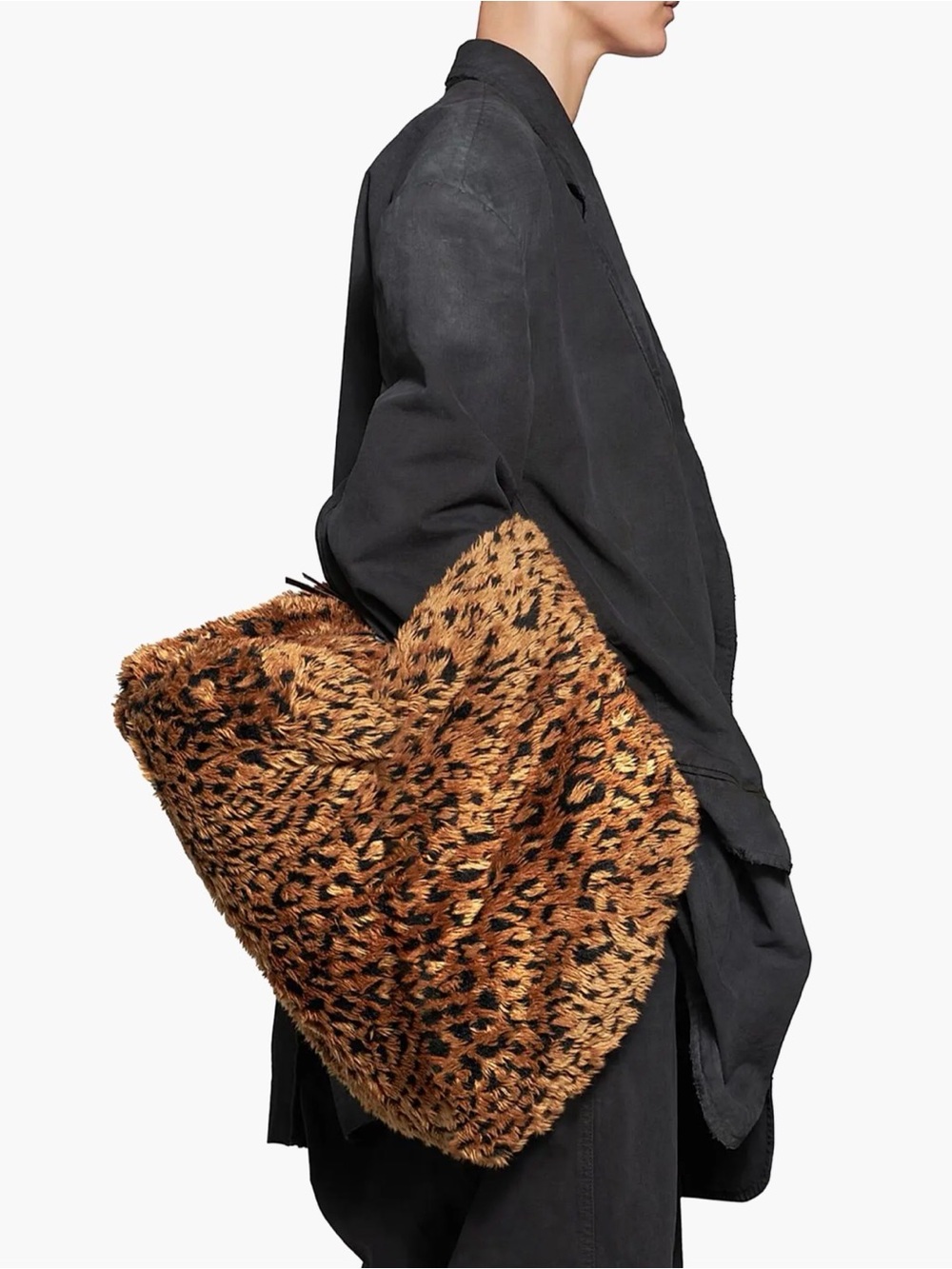 Balenciaga Puffer Medium Leopard Faux Fur Bag Brown Black $3,290